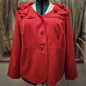 Chic ease! Monroe and Main Size 22W Red Ruffle Blazer